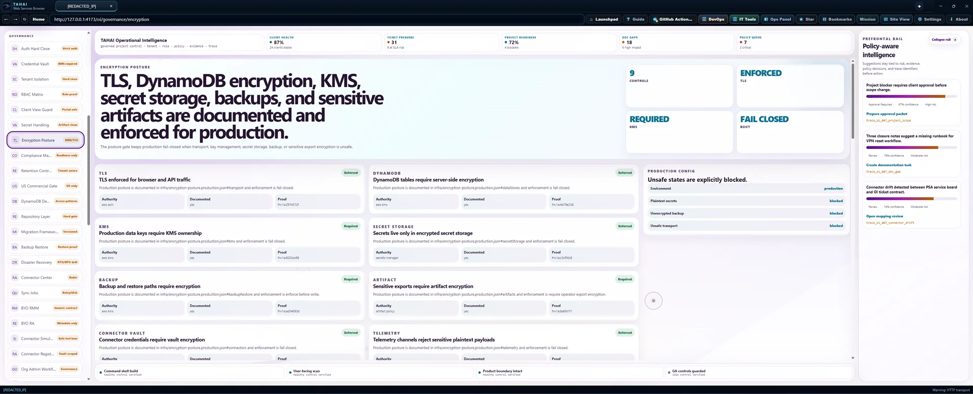 Encryption Posture Operational Intelligence screen