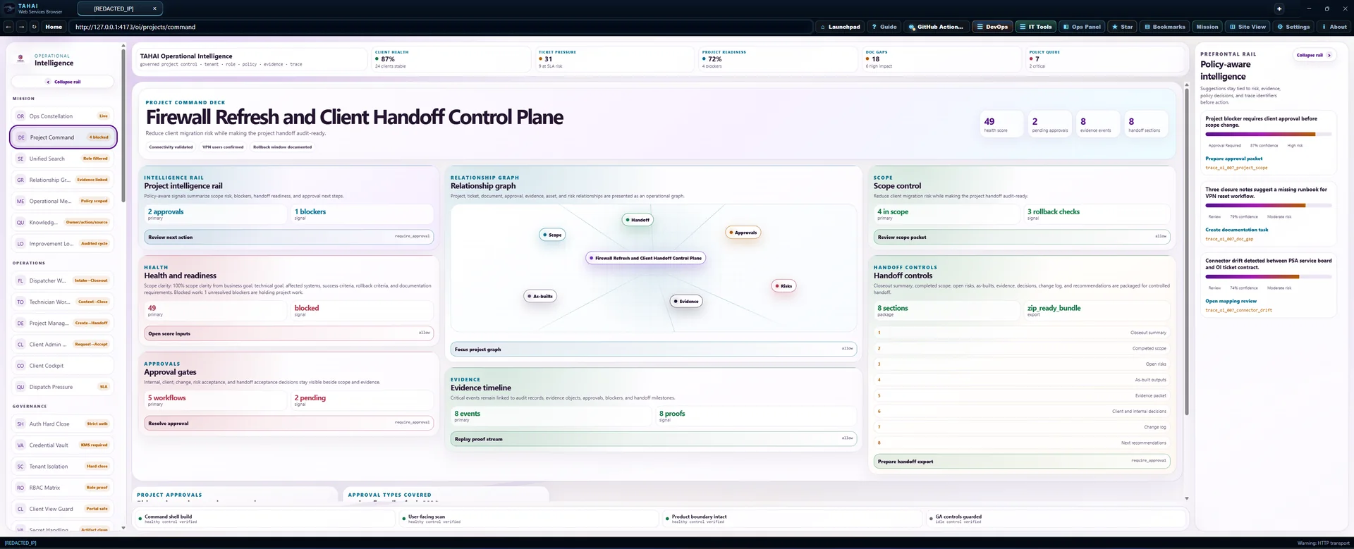 Project Command Deck screen